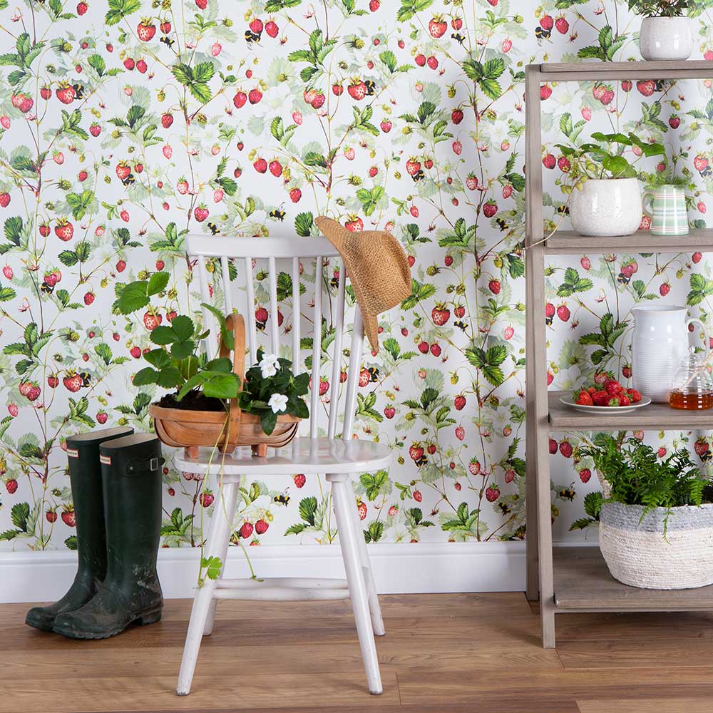 Bumble Wallpaper - Strawberry - by Isabelle Boxall